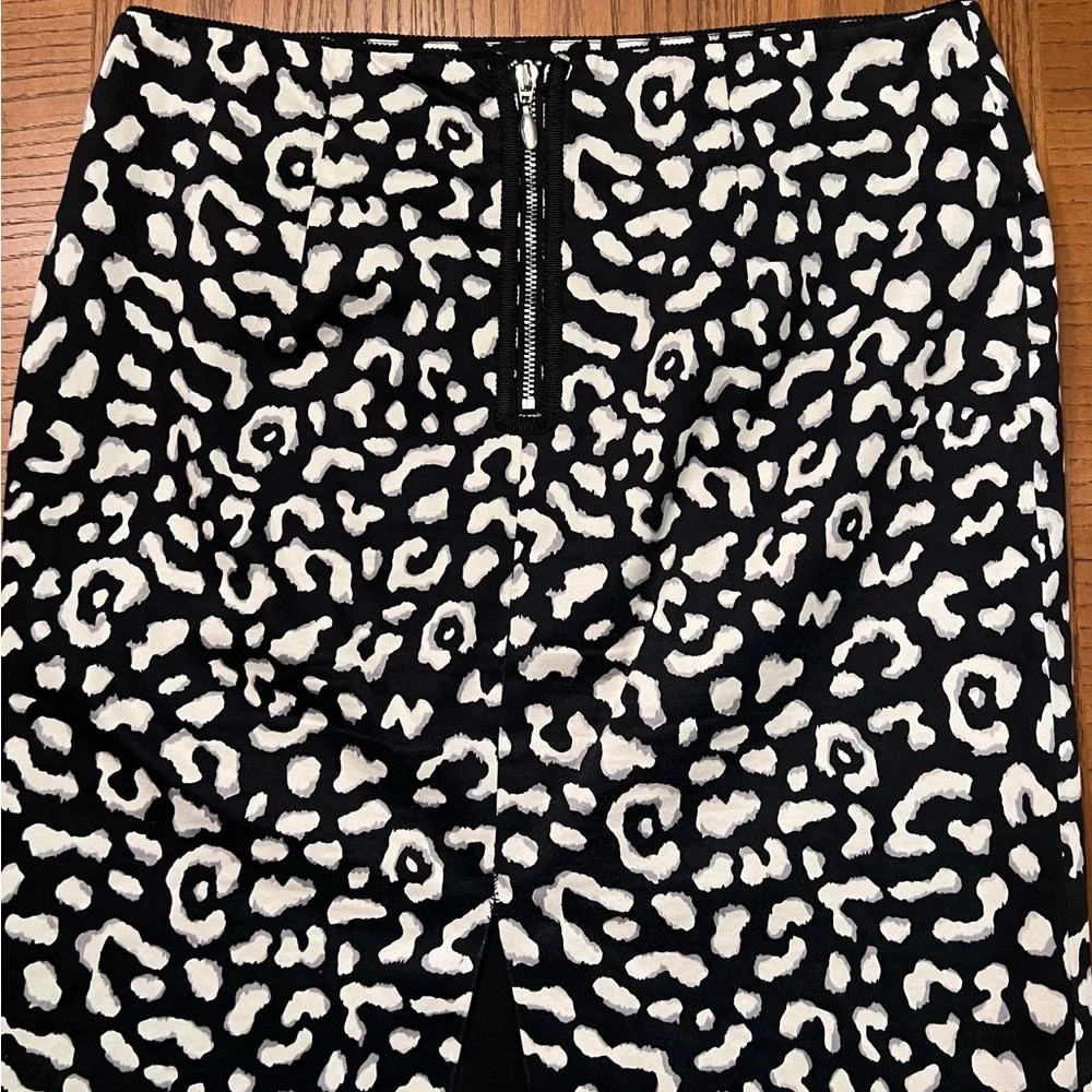 White House Black Market‎ Leopard Print Strech Cotton Lined Pencil Skirt Size 0